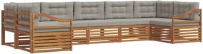 vidaXL - Hoek loungeset - 7 zitplaatsen - Acacia hout - Naturel en lichtgrijs