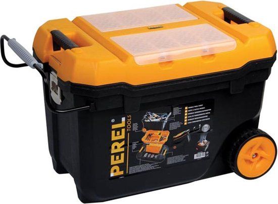 Perel Gereedschapskoffer op wielen - Zwart/Geel - 595 x 420 x 370 mm