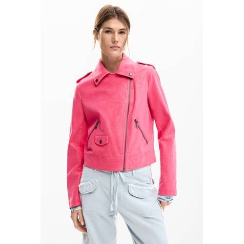 Desigual imitatieleren bikerjack roze