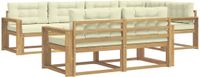 vidaXL Hoek loungeset 7 zitplaatsen Wit en crèmekleurig Polyester