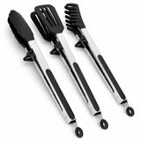 KitchenLove Vleestang Siliconen - Keukentang - Serveertang - Spaghettitang - Set van 3 Met Pootjes - Zwart