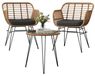 Ensemble de bistro pour le jardin, composé de 3 pièces - Groupe d'assise en polyrotin - Résistant aux intempéries - 2 chaises avec coussins + table - Convient pour balcon et terrasse - Marron