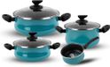 Set de casseroles sans marque avec couvercles 4 pièces - Vert eau - Teflon