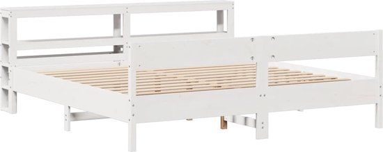 vidaXL Bedframe - Massief Grenenhout - Wit - 180x200 cm