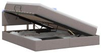 vidaXL LED-opbergbed met matras, taupe, 140 x 200 cm, stof