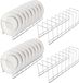 Unyqoos® Porte-assiettes Lot de 4 avec 8 Fentes pour Assiettes, Couvercles et Plats - Organiseur en Acier Inoxydable