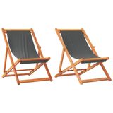 VidaXL Tuinstoel Terras Gecapitonneerde zitting Eucalyptus, Polyester Grijs