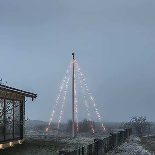 KONSTSMIDE Led-vlaggenmastverlichting met ring, 500 barnsteenkleurige diodes, 24 V buitentransformator