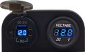 ProRide Prise USB C 12V 3 Ports Montage en Surface avec Interrupteur - QC3.0 - Double Montage en Surface avec Voltmètre - Bleu