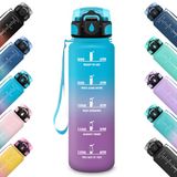 Honeyholly Motiverende waterfles met tijdmarkeringen, 1 liter, met filter