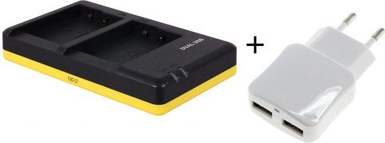 Duo lader voor Panasonic DMW-BLC12 camera accu's + 2 poorts USB adapter