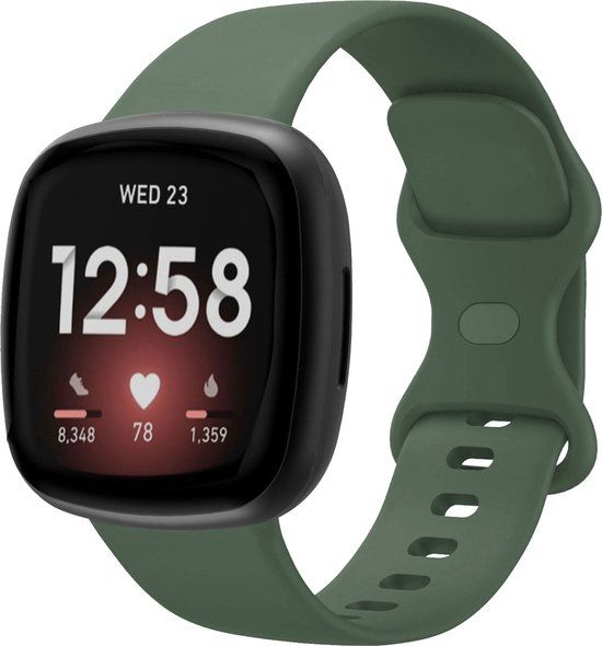 Strap-it Smartwatch bandje - siliconen - donkergroen - Fitbit Versa 3 / 4 / Sense / Sense 2 - Maat S