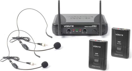 Skytec Vonyx STWM712H - Draadloos Microfoonsysteem - 2-kanaals - Headset - Zwart
