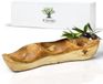 Planche de service exclusive en bois d'olivier, parfaite pour les tapas, une planche en bois pour les entrées, pièce unique faite à la main composée de 3 parties, avec des veines naturelles, dimensions environ 35/10/6 cm