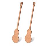 Fisura - Originele voorgevormde houten lepel, houten lepel in de vorm van een gitaar, set van 2 keukenspatels, beukenhouten lepel, hittebestendige keukenaccessoires (Gitaar)