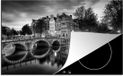 Merkloos KitchenYeah® Inductie beschermer 77x51 cm - De Keizersgracht in de nacht - zwart wit