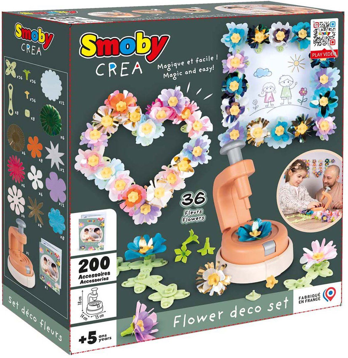 Smoby Decoratieve bloemenset - Handmatige activiteit - Creatieve werkplaats - Bloempers - Stoffen en Boekje inbegrepen - Vanaf 5 jaar - Gemaakt in Frankrijk