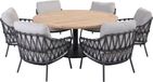 4 Seasons Outdoor Saba Calpi low dining tuinset 7-delig 160 cm rond antraciet aluminium