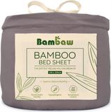 Bambaw Luxe Bamboe 1-Persoons Hoeslaken 140x200cm – Ultra ademende stof – Hypoallergeen – Beddengoed - Donkergrijs