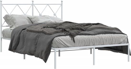 vidaXL Bedframe met hoofdbord metaal wit 120x190 cm