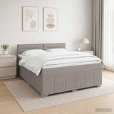 vidaXL LED Boxspringbed met Matras Taupe 140 x 190 cm Stof