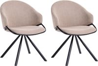 Beliani MYSTIC - Eetkamerstoel set van 2 - Taupe - Stof