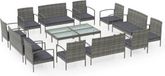 vidaXL 16-delige Loungeset met Kussens Poly Rattan Grijs