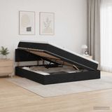 vidaXL LED Opbergbed met Matras Zwart Stof 160 x 200 cm