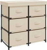 vidaXL Opbergkast met 6 lades, 55x29x55 cm, staal, crèmekleurig