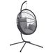 vidaXL Hangstoel met standaard, rattan en staal, grijs