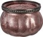 Clayre & Eef Theelichthouder Ø 9x6 cm Roze Glas Waxinelichthouder