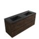 Saniclass Holz Pure Badkamermeubelset - 140x45x62cm - Vygo keramische wastafel zwart - 2 wasbakken - zonder kraangaten - 4 lades - mat eiken charcoal (hout) SW1420793/SW773934