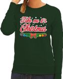 Bellatio Decorations Shoppartners Bv Foute kersttrui / sweater voor dames - groen -Take Me Its Christmas 2XL