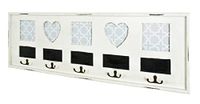 HAKU Wandkapstok antiek wit, Massief hout, MDF - Maat: B 77 cm x H 26 cm x D 3 cm, Stijl: Industrieel