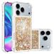 iPhone 17 Pro Max hoesje van TPU Glitter Quicksand - Gouden hartjes