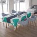 Bonamaison Tafelkleed, Anti-Mold, Sneldrogend, Waterdicht, 100% Polyester Tafellaken, Turkoois, wit, 140 x 200 Cm