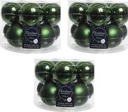 Decoris Kerstballen set - 30x stuks - donkergroen - glas - 6 cm - glans en mat