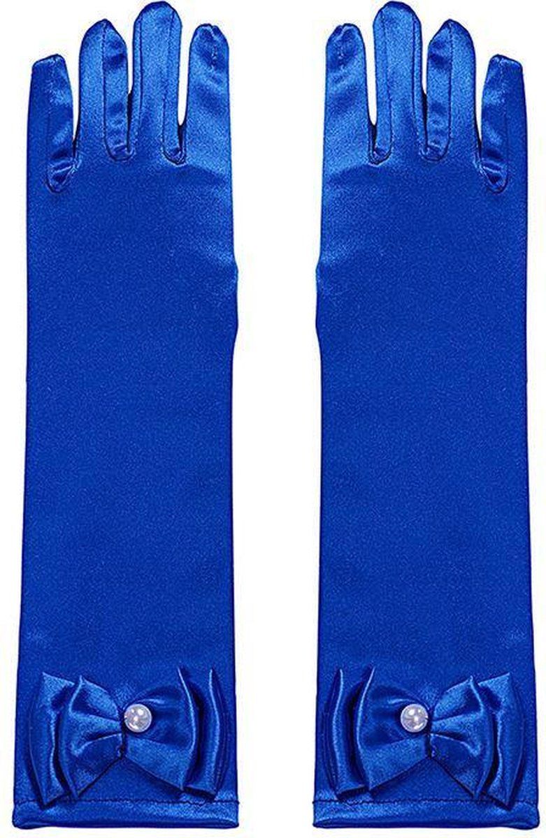 Spaanse jurk met handschoenen donker blauw - Sprookjes jurk verkleedkleding prinsessen - polyester - EAN: 8719956775895