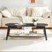 en.casa Salontafel Taivalkoski 120x43x40 cm met plank zwart en rotan look