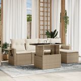 Maison Exclusive - Ensemble de meubles de jardin 6 pièces avec canapé et coussins, beige, en polyrotin