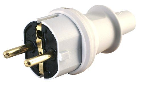 Kopp Geaarde stekker met knikbescherming, IP44, spatwaterdicht, 250 V (16 A), grijs