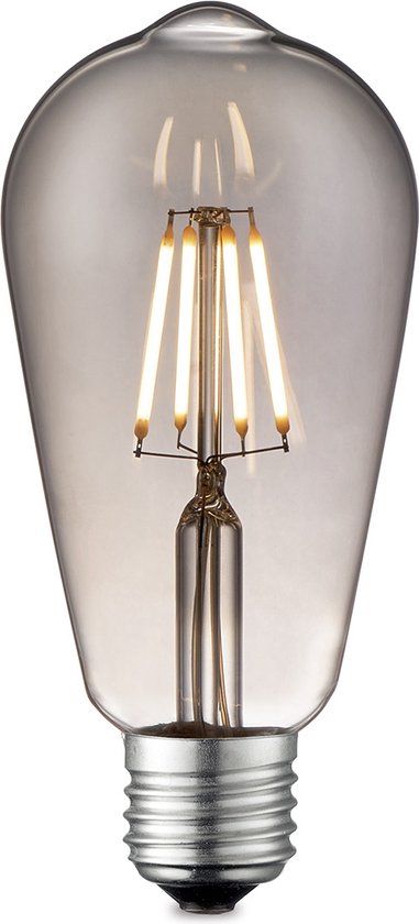 Home Sweet Home Edison Vintage LED filament lichtbron Drop - Rook - ST64 Deco - Retro LED lamp - 6.4/6.4/14cm - E27 - Dimbaar - 6W 160lm 1800K