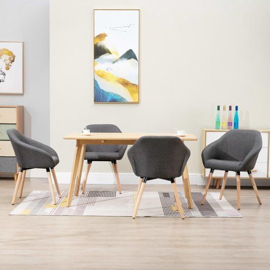 vidaXL Eetkamerstoelen 4 stuks stof donkergrijs