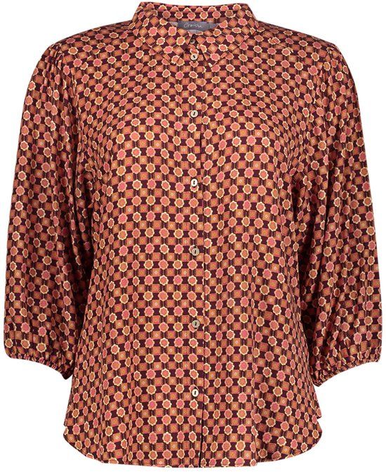 Geisha Blouse Blouse Met Grafische Print En Klassieke Kraag 63642 20 Cassis/orange Dames Maat - XL