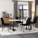 Fortuna Lai Eetgroep (Set, table à manger 117x68 cm avec 4 chaises) : Table à manger rectangulaire, ensemble de meubles de cuisine modernes, chaises en velours noir, pieds de table noirs