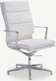 Furnicher Levi Vergaderstoel - Zitting en rugleuning in leer - Verchroomd frame - Blanc