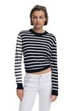 Desigual Striped Long Sleeve Knitwear with Round Neck Wo - Black