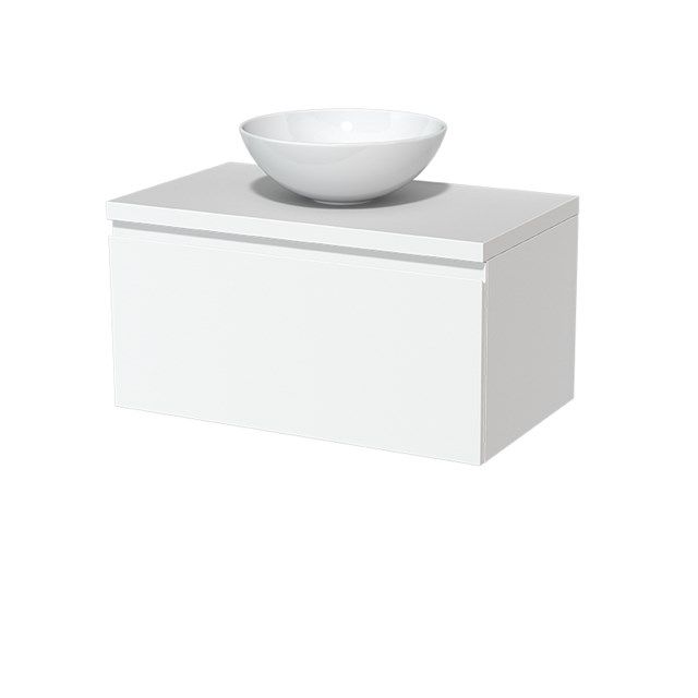 Maxaro Badkamermeubel Modulo Plato Mat Wit 80cm 1 Lade Greeploos