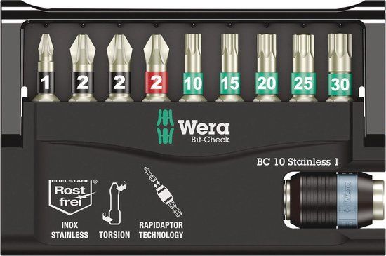 Wera Bit-Check 10 Stainless 1 SB, 10 -delig - Binnenzeskant