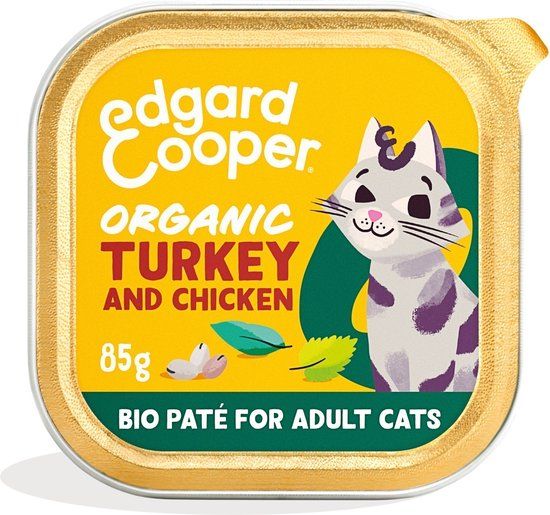 Edgard & Cooper Kattenvoer Graanvrij Biologisch Natvoer - Kalkoen - 16 x 85g